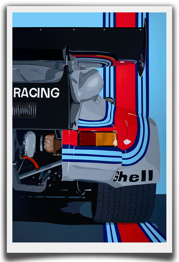 Original art, limited edition giclee print Porsche 911 RSR turbo 1974 Daytona LeMans 24h, Team Martini racing